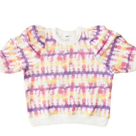 Worthy Threads PUFF SLEEVE CREW NECK IN SUNSET TIE DYE - Picture 1 of 7